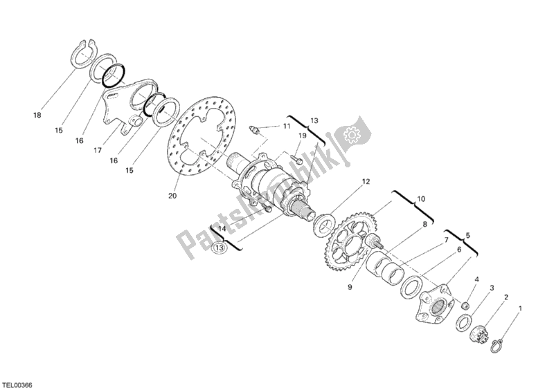 Tutte le parti per il Mozzo, Ruota Posteriore del Ducati Monster S2R 800 2007